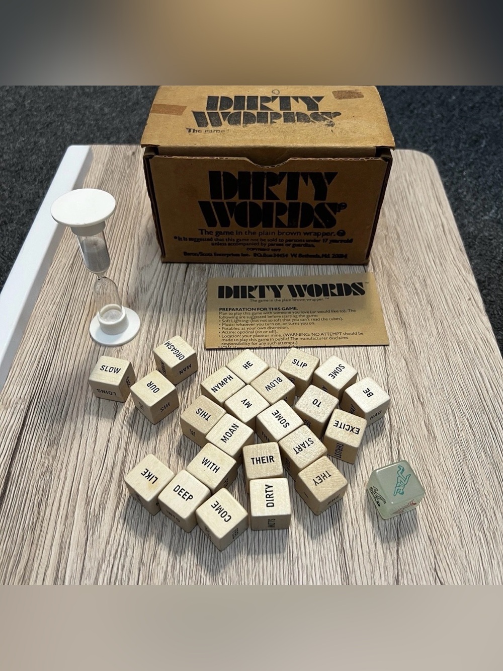 "Dirty Words" Dice Game, The Game in Original Brown Box & Instructions  77'